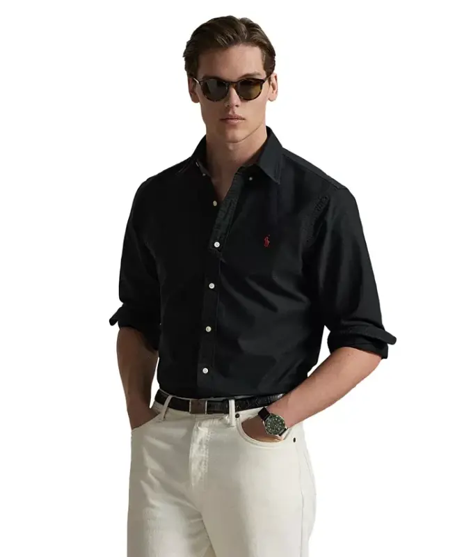 Men's Garment-Dyed Oxford Shirt-Polo Black - POLO RALPH LAUREN
