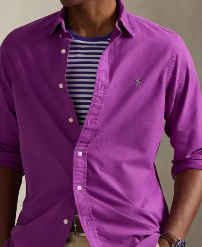 Men's Garment-Dyed Oxford Shirt - Purple Dawn - 3