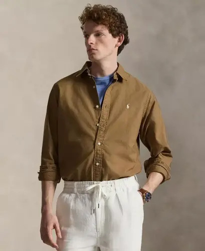 Men's Garment-Dyed Oxford Shirt - Rl Brown 