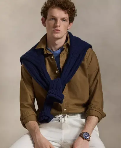 Men's Garment-Dyed Oxford Shirt - Rl Brown - 3