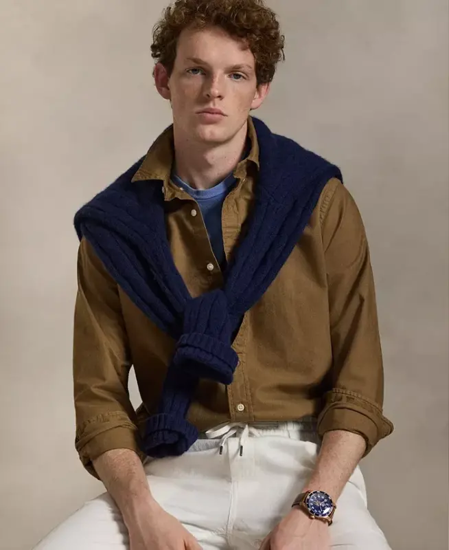 Men's Garment-Dyed Oxford Shirt - Rl Brown - 3