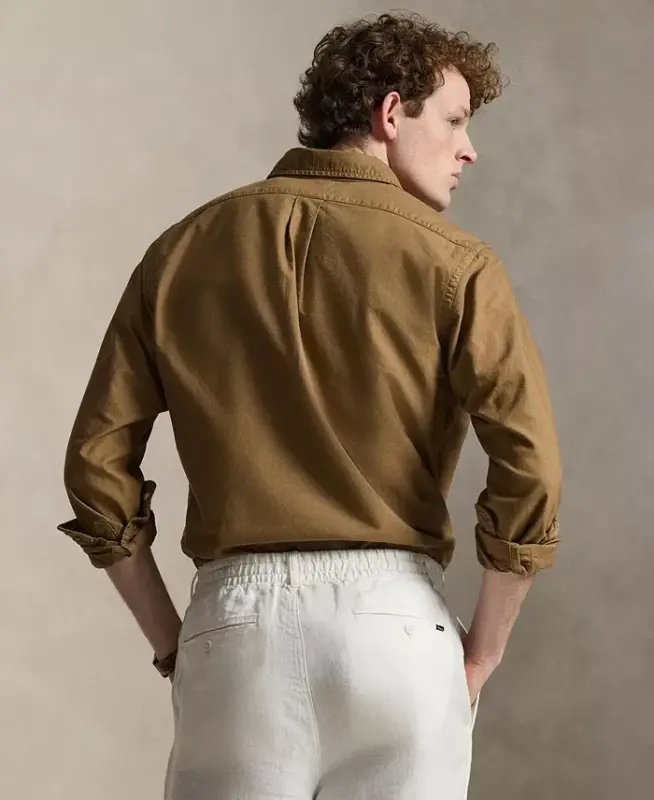 Men's Garment-Dyed Oxford Shirt - Rl Brown - 5
