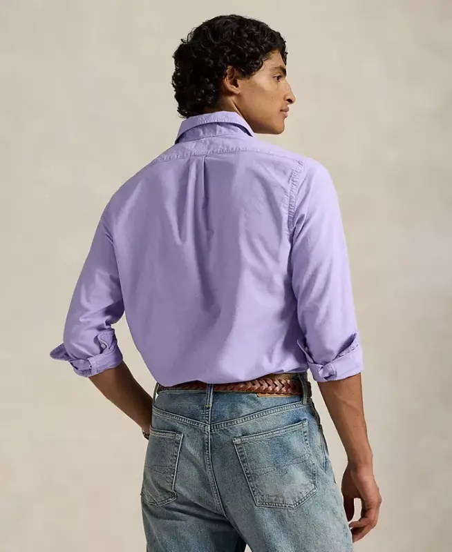 Men's Garment-Dyed Oxford Shirt - Sky Lavender - 4