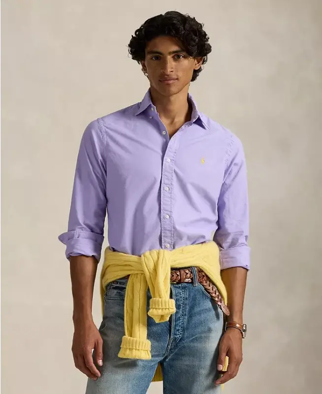 Men's Garment-Dyed Oxford Shirt - Sky Lavender - POLO RALPH LAUREN