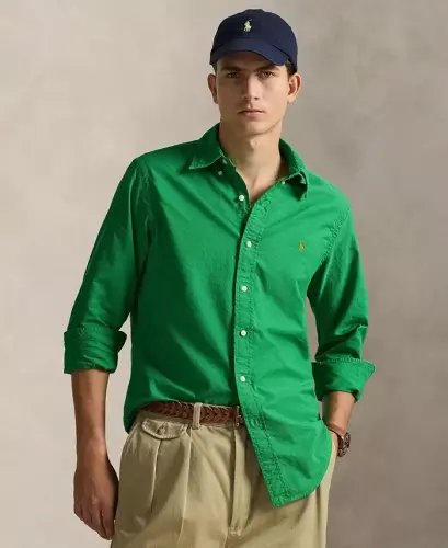 Men's Garment-Dyed Oxford Shirt - Stem - 1