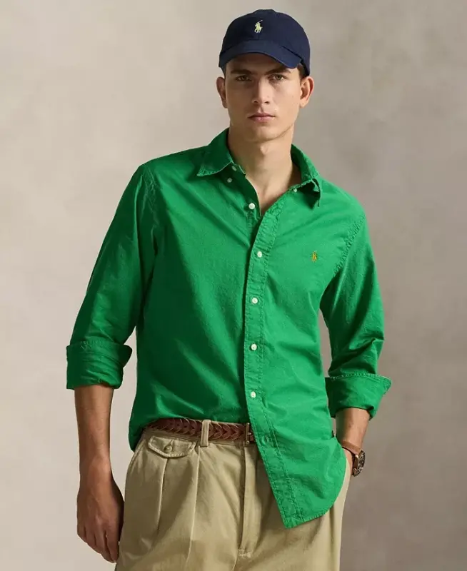 Men's Garment-Dyed Oxford Shirt - Stem - POLO RALPH LAUREN