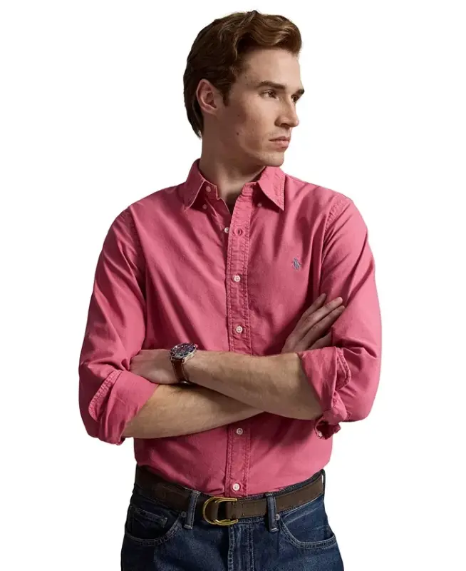 Men's Garment-Dyed Oxford Shirt - Terrace Pink - 5