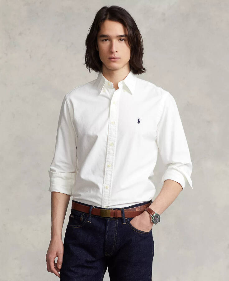 Men's Garment-Dyed Oxford Shirt White - 1