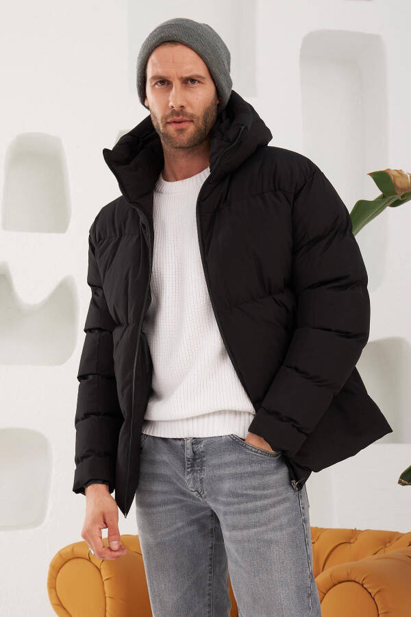 Men's Garnited Waterproof & Windproof Oversized Puffer Jacket Black - 9