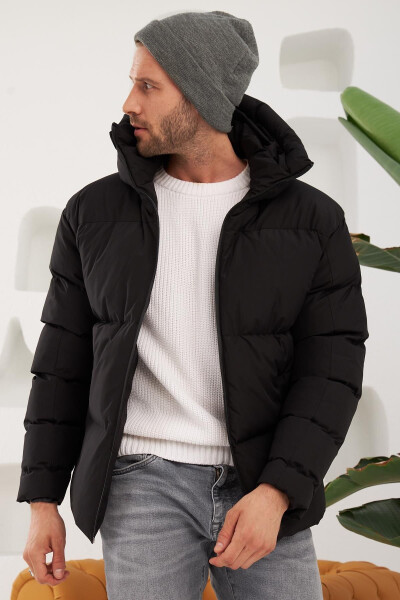 Men's Garnited Waterproof & Windproof Oversized Puffer Jacket Black - 12