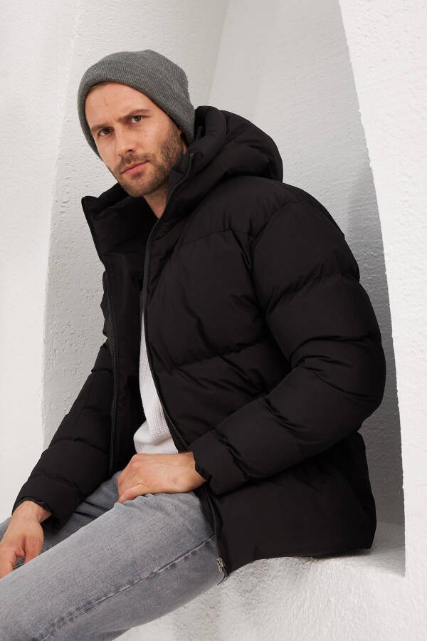 Men's Garnited Waterproof & Windproof Oversized Puffer Jacket Black - 14