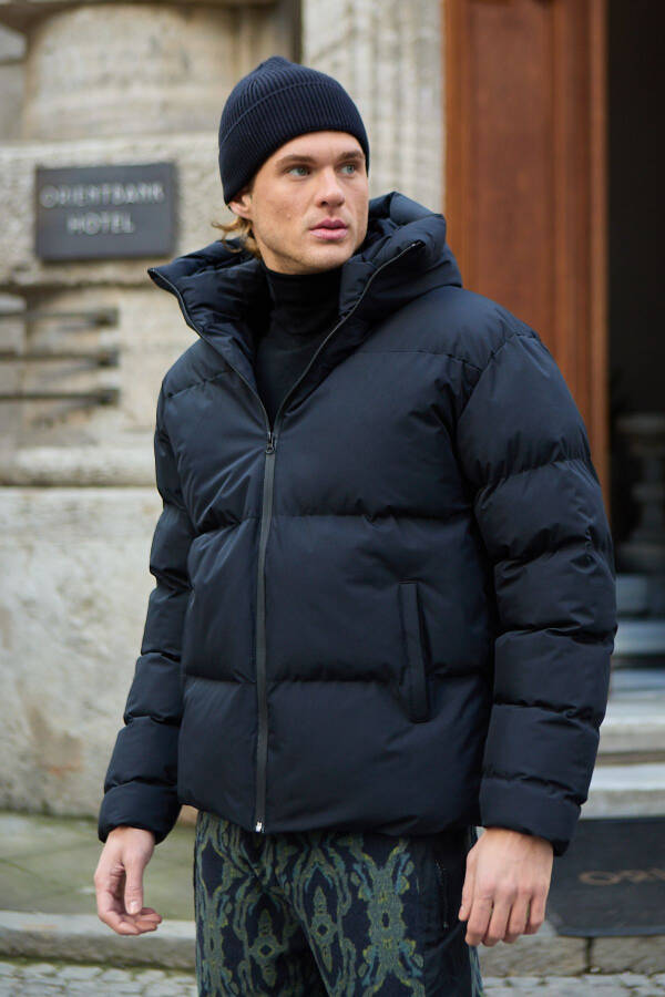 Men's Garnited Waterproof & Windproof Oversized Puffer Jacket Black - 1