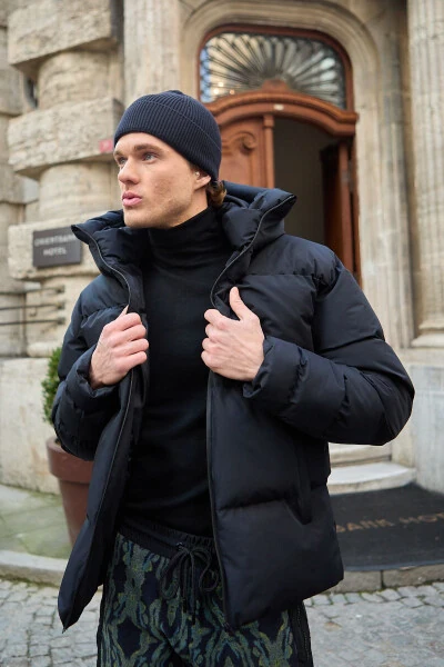 Men's Garnited Waterproof & Windproof Oversized Puffer Jacket Black - DANGER (1)