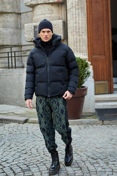 Men's Garnited Waterproof & Windproof Oversized Puffer Jacket Black - 3