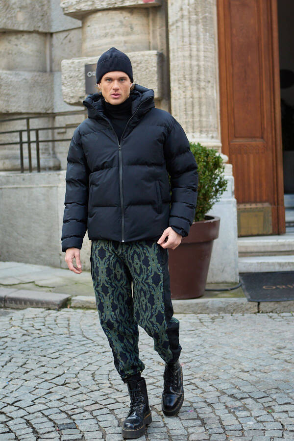 Men's Garnited Waterproof & Windproof Oversized Puffer Jacket Black - 3