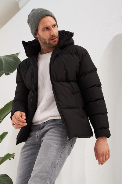 Men's Garnited Waterproof & Windproof Oversized Puffer Jacket Black - 6