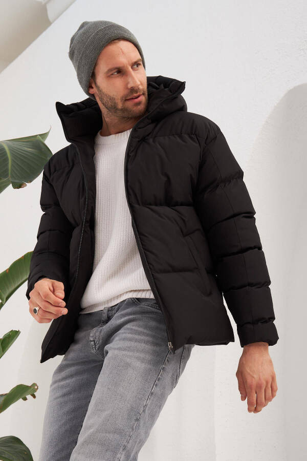 Men's Garnited Waterproof & Windproof Oversized Puffer Jacket Black - 6