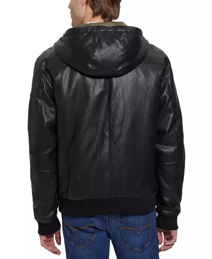 Men's Gary Faux Leather Hooded Jacket Jet Black - 2