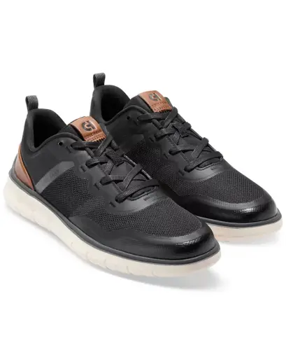Men's Generation ZERØGRAND Stitchlite ™ Lace-Up Sneakers-Black-British Tan-Ivory - 4