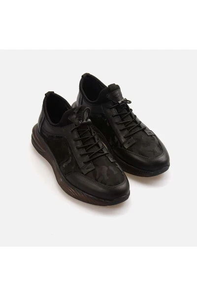 Men's Genuine Leather Air Sole Black Camouflage Sport & - 3