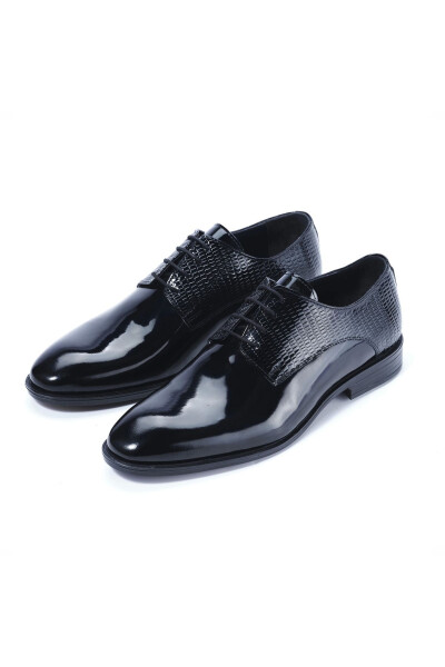 Men's Genuine Leather Black Patent Classic Shoes, Groom Tuxedo Shoes - 35