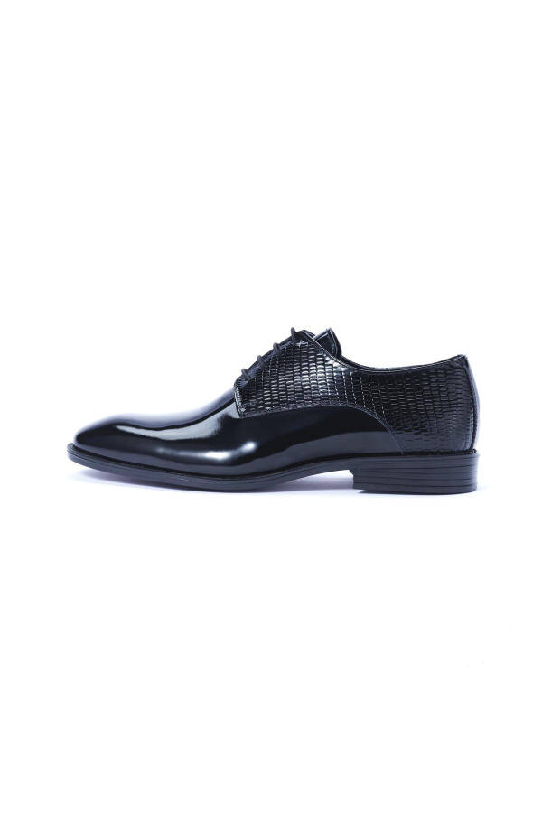 Men's Genuine Leather Black Patent Classic Shoes, Groom Tuxedo Shoes - 38