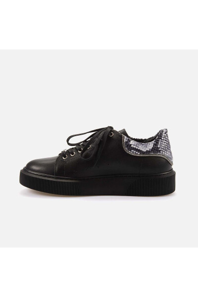 Men's Genuine Leather Black Sport & Sneaker Shoes - 2