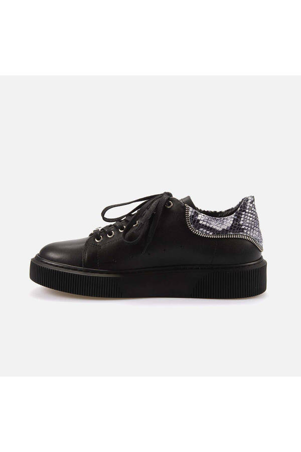 Men's Genuine Leather Black Sport & Sneaker Shoes - 2