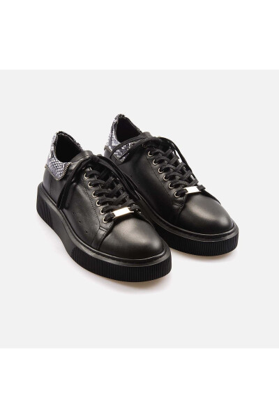Men's Genuine Leather Black Sport & Sneaker Shoes - 3