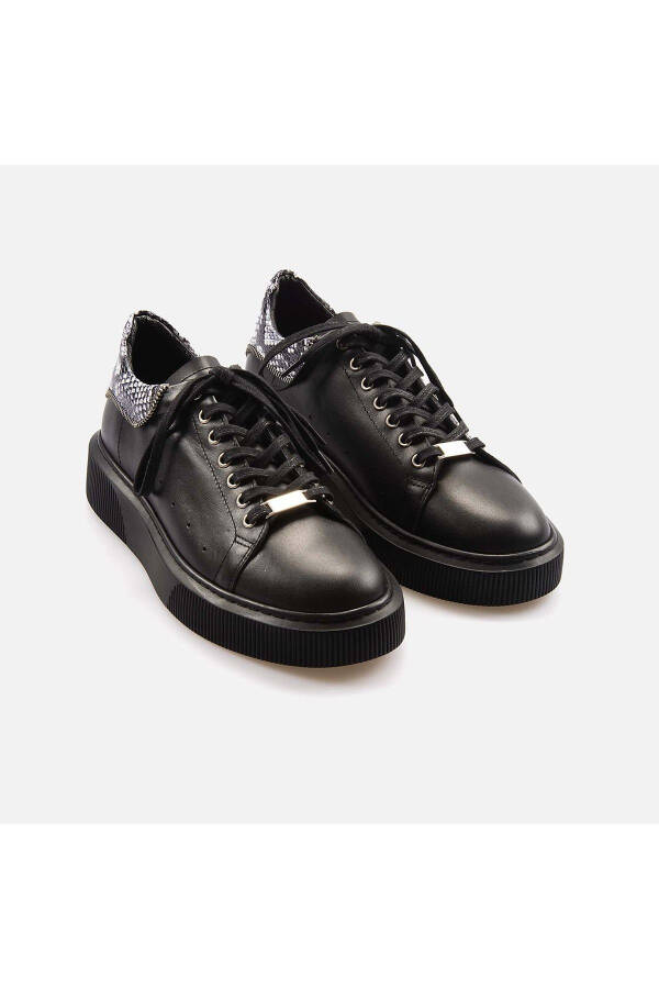 Men's Genuine Leather Black Sport & Sneaker Shoes - 3