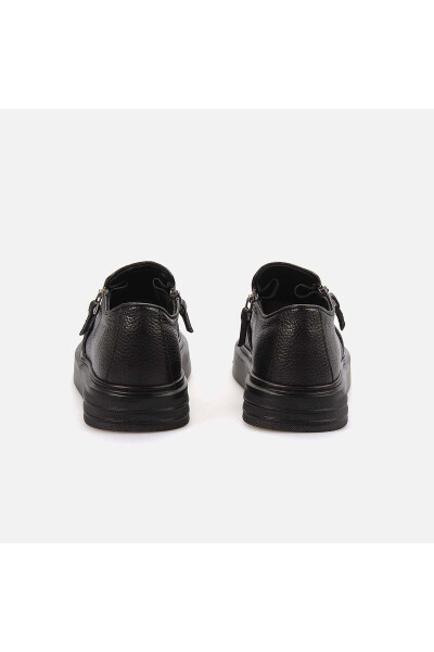Men's Genuine Leather Black Sport & Sneaker Shoes - 4