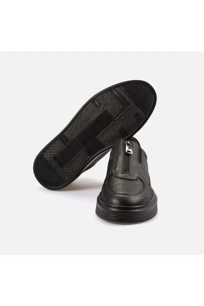 Men's Genuine Leather Black Sports & Sneaker Shoe-Bl - 5