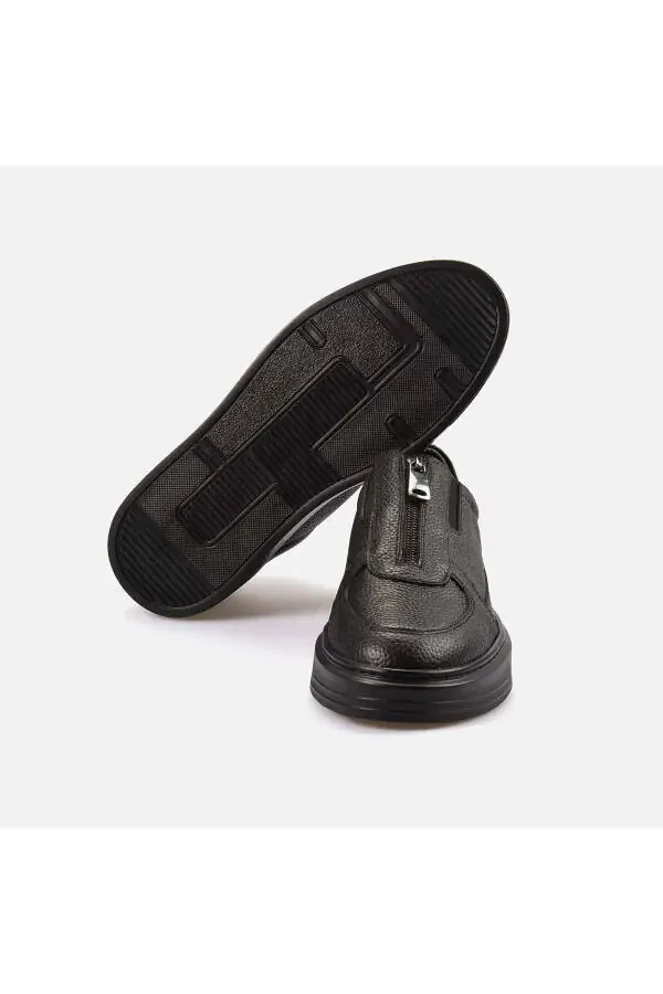 Men's Genuine Leather Black Sports & Sneaker Shoe-Bl - 5