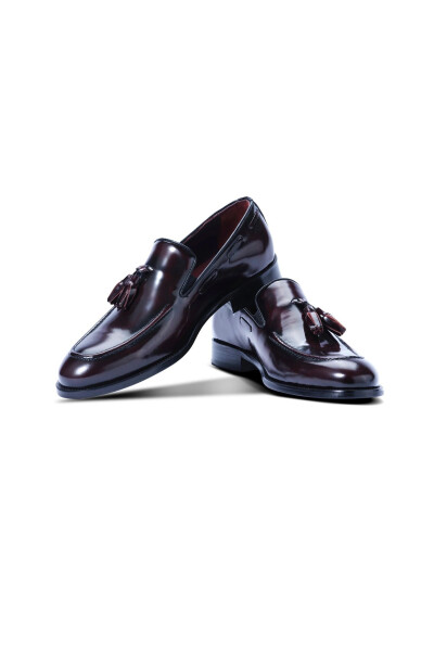 Men's Genuine Leather Burgundy Open Toe Wedding Shoes - 41