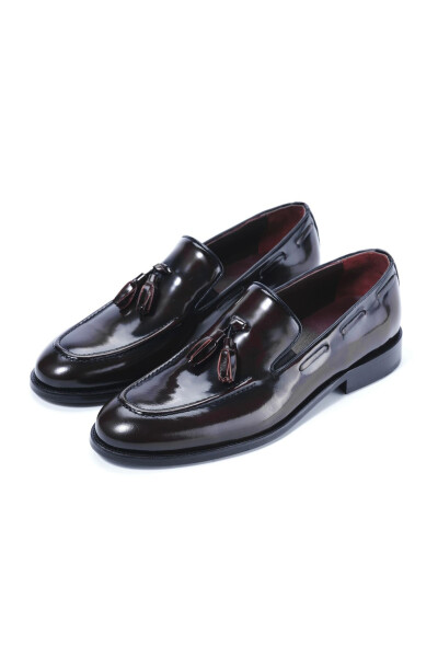 Men's Genuine Leather Burgundy Open Toe Wedding Shoes - 14