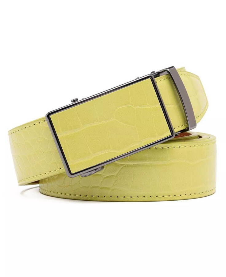 Men's Genuine Leather Crocodile Design Dress Belt with Automatic Buckle - 1