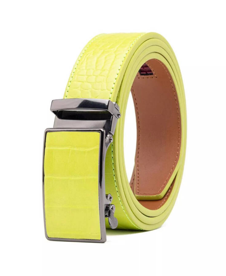 Men's Genuine Leather Crocodile Design Dress Belt with Automatic Buckle - 2