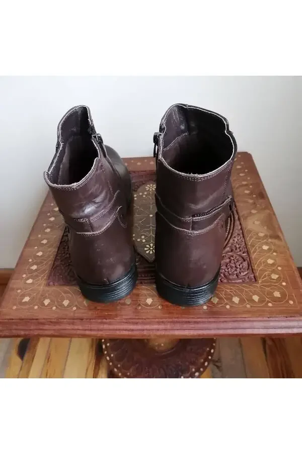 Men's Genuine Leather Dark Brown Antique Zipped Soft - 6