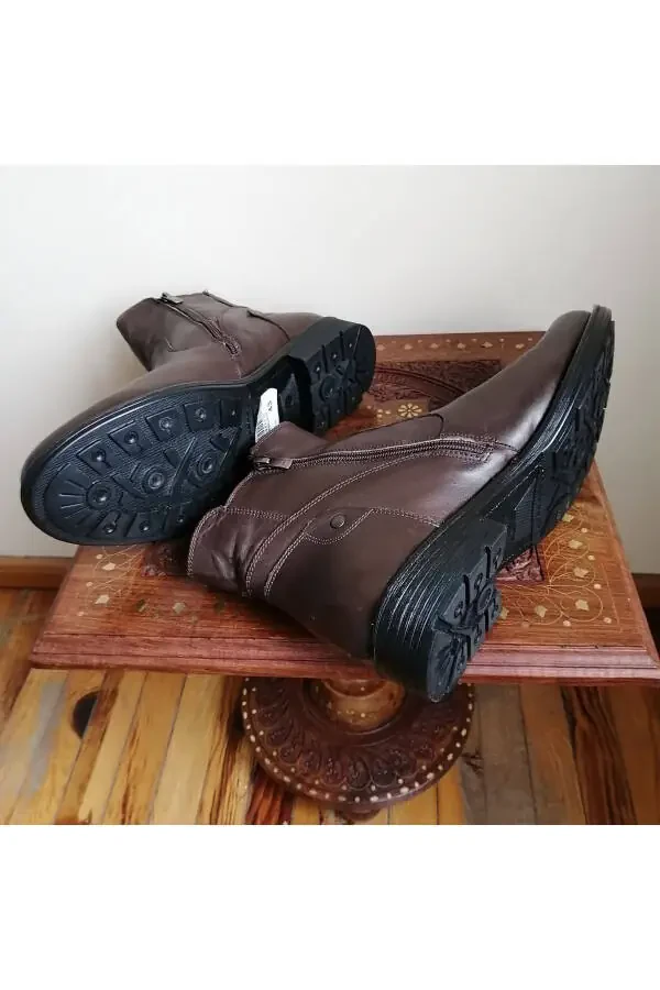 Men's Genuine Leather Dark Brown Antique Zipped Soft - 7