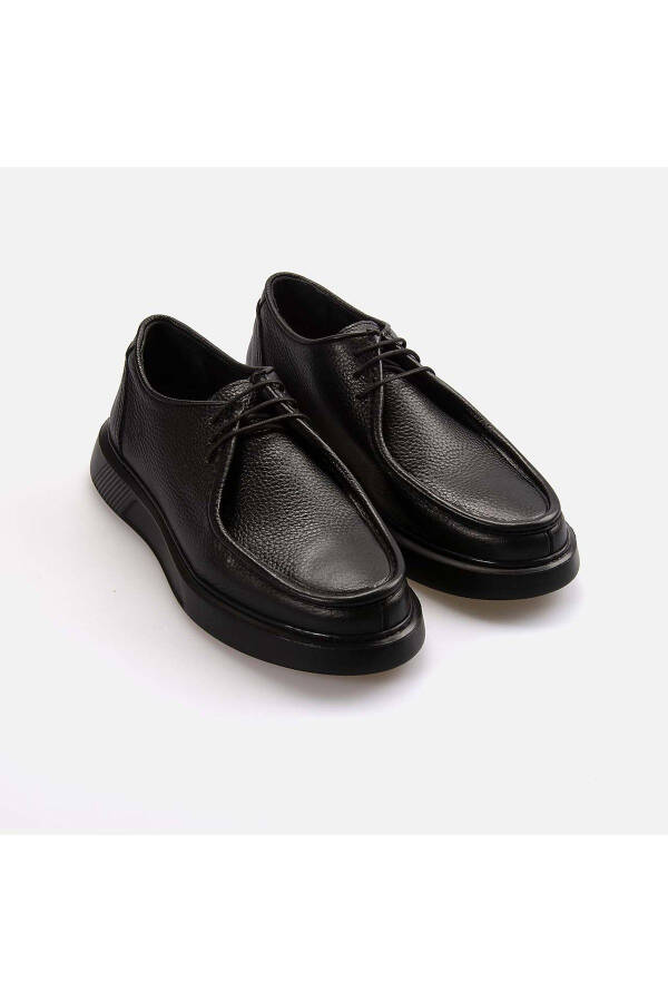 Men's Genuine Leather Eva Sole Black Casual Shoes - 3