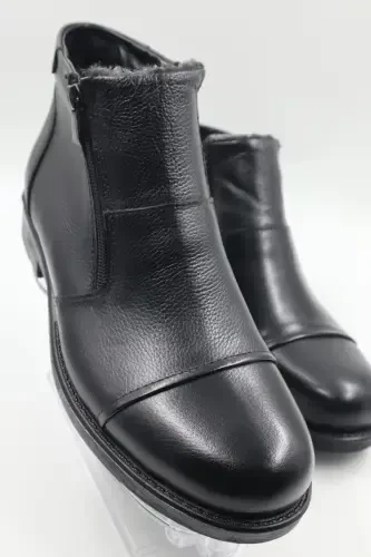 Men's Genuine Leather Fur Lined Zippered Tan Daily Boot-SIYAModazone - 1