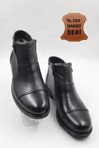 Men's Genuine Leather Fur Lined Zippered Tan Daily Boot-SIYAModazone - 3