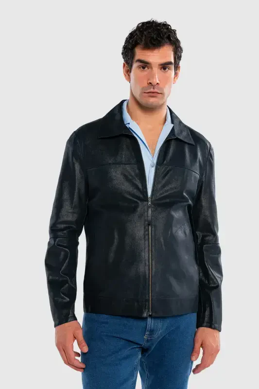 Men's Genuine Leather Jacket - TAMER TANCA