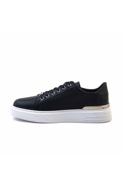 Men's Genuine Leather Navy Blue Sports & Sneaker Shoes - 2