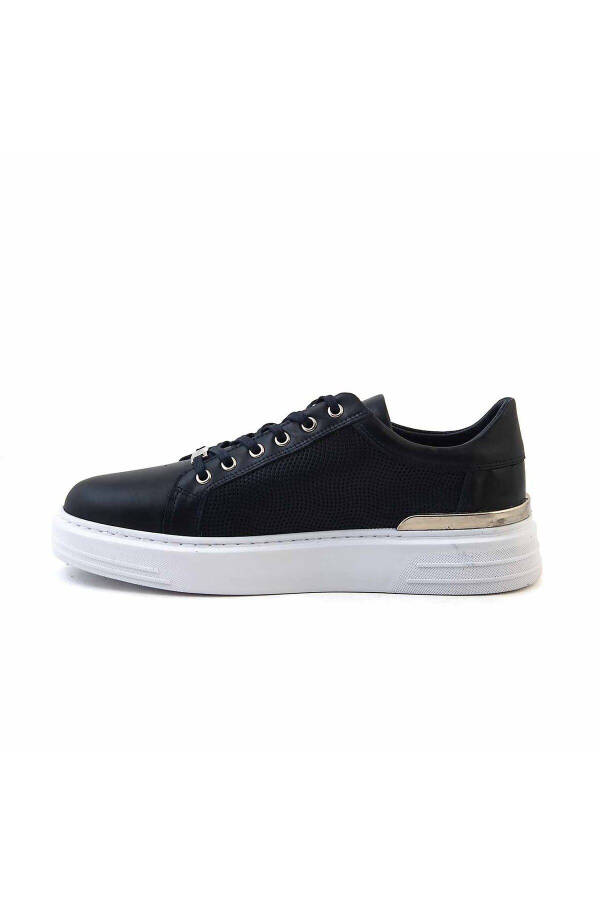 Men's Genuine Leather Navy Blue Sports & Sneaker Shoes - 2
