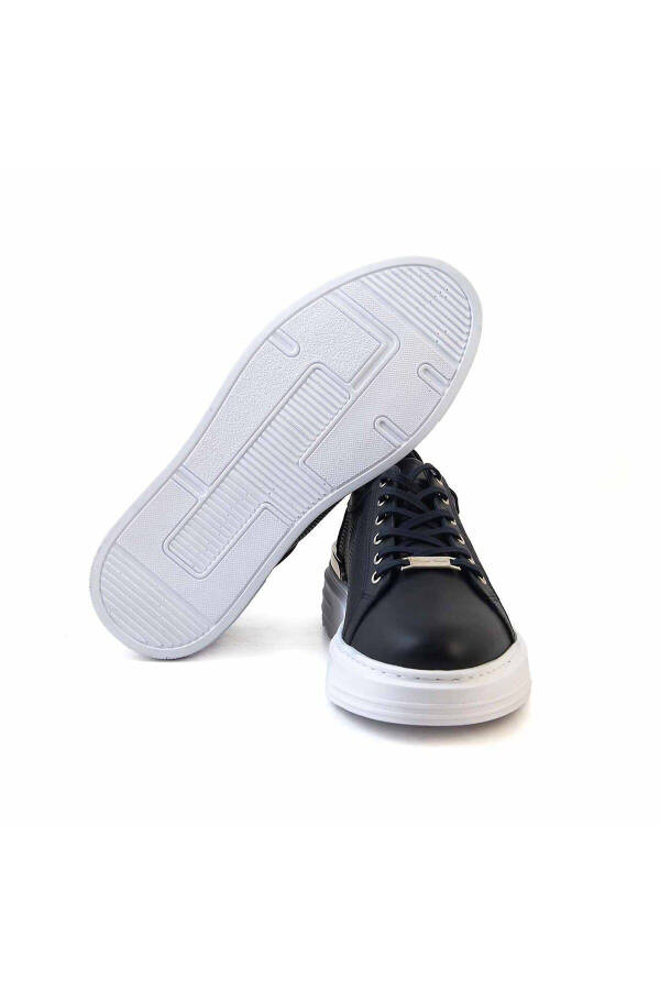 Men's Genuine Leather Navy Blue Sports & Sneaker Shoes - 5