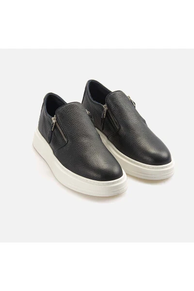 Men's Genuine Leather Navy Blue Sports & Sneaker Shoe - 3