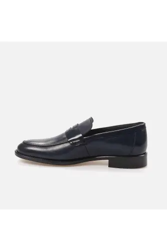 Men's Genuine Leather PVC Sole Navy Blue Classic Shoes-Laci Antık - KEMAL TANCA (1)