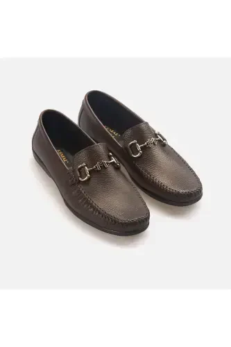 Men's Genuine Leather Ready-Made Sole Brown Classic Shoe - 3