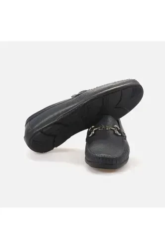 Men's Genuine Leather Ready-Made Sole Navy Blue Classic Shoe M202 - 5